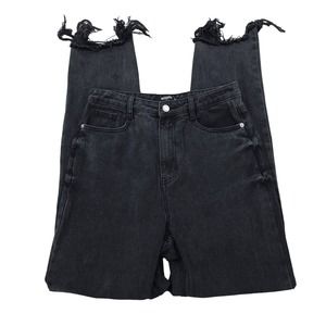 Missguided Jeans Womens Size 6 Tall Faded Black High Waisted Ankle Cropped Denim
